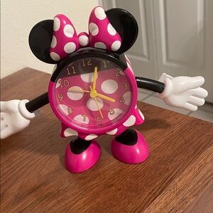 Disney Pink and Black Polka Dot Character Clock